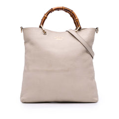 Tall Leather Bamboo Shopper Tote