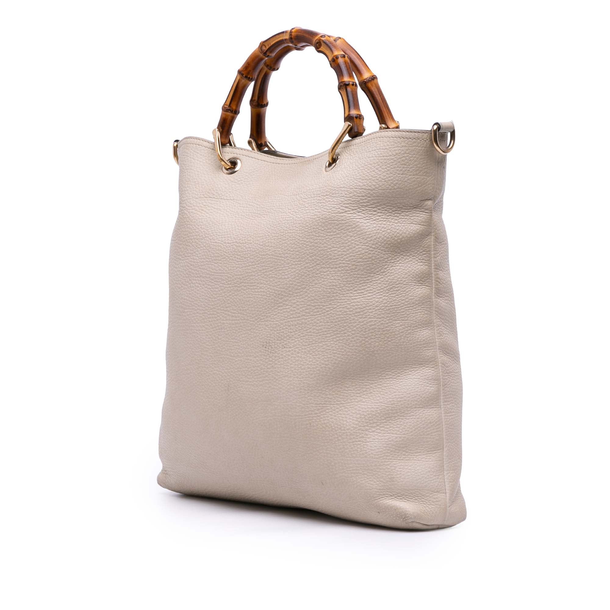 Tall Leather Bamboo Shopper Tote