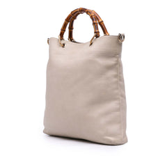 Tall Leather Bamboo Shopper Tote