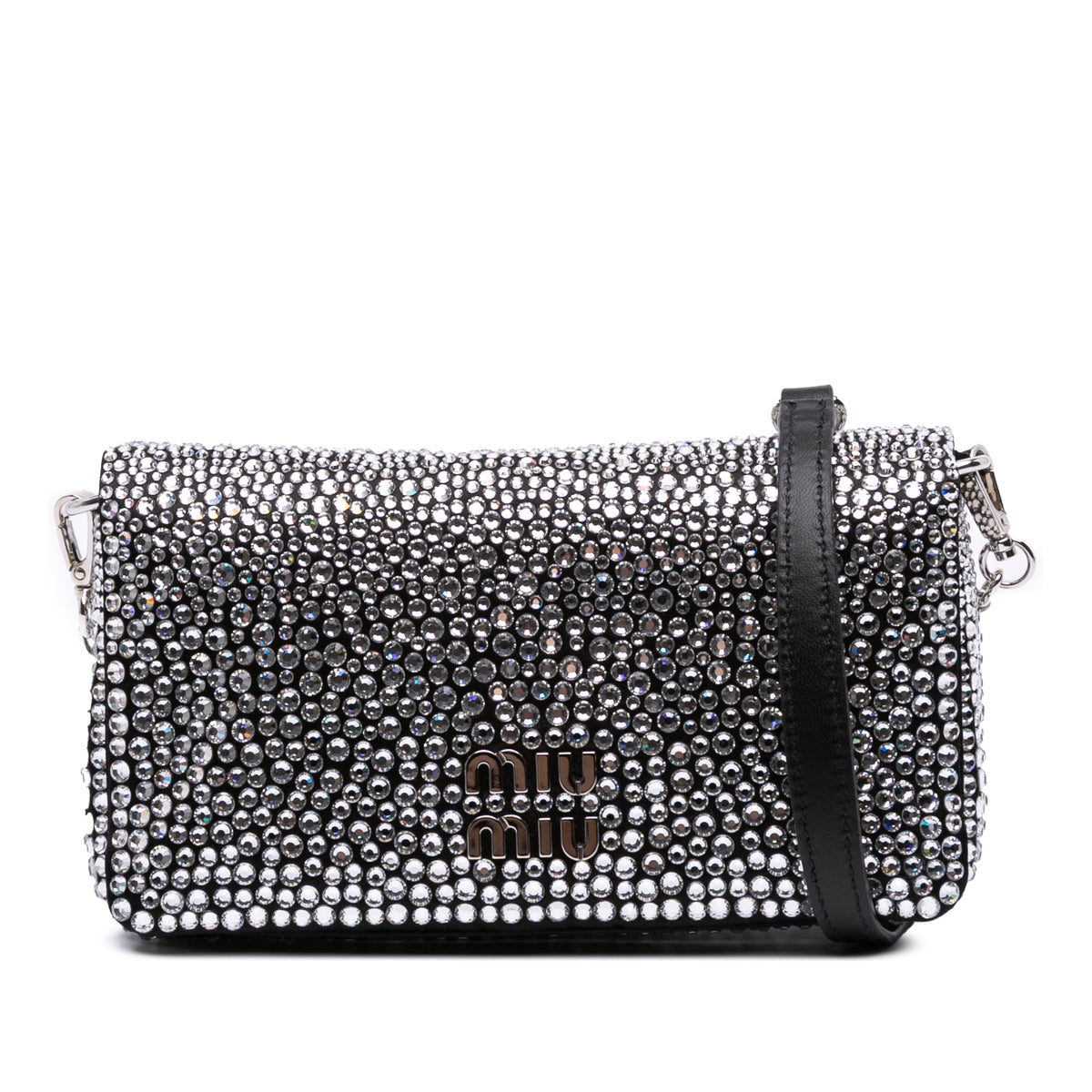 Mini Crystal Embellished Satin Chain Crossbody