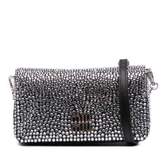 Mini Crystal Embellished Satin Chain Crossbody