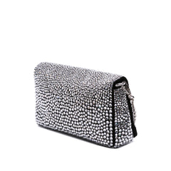 Mini Crystal Embellished Satin Chain Crossbody
