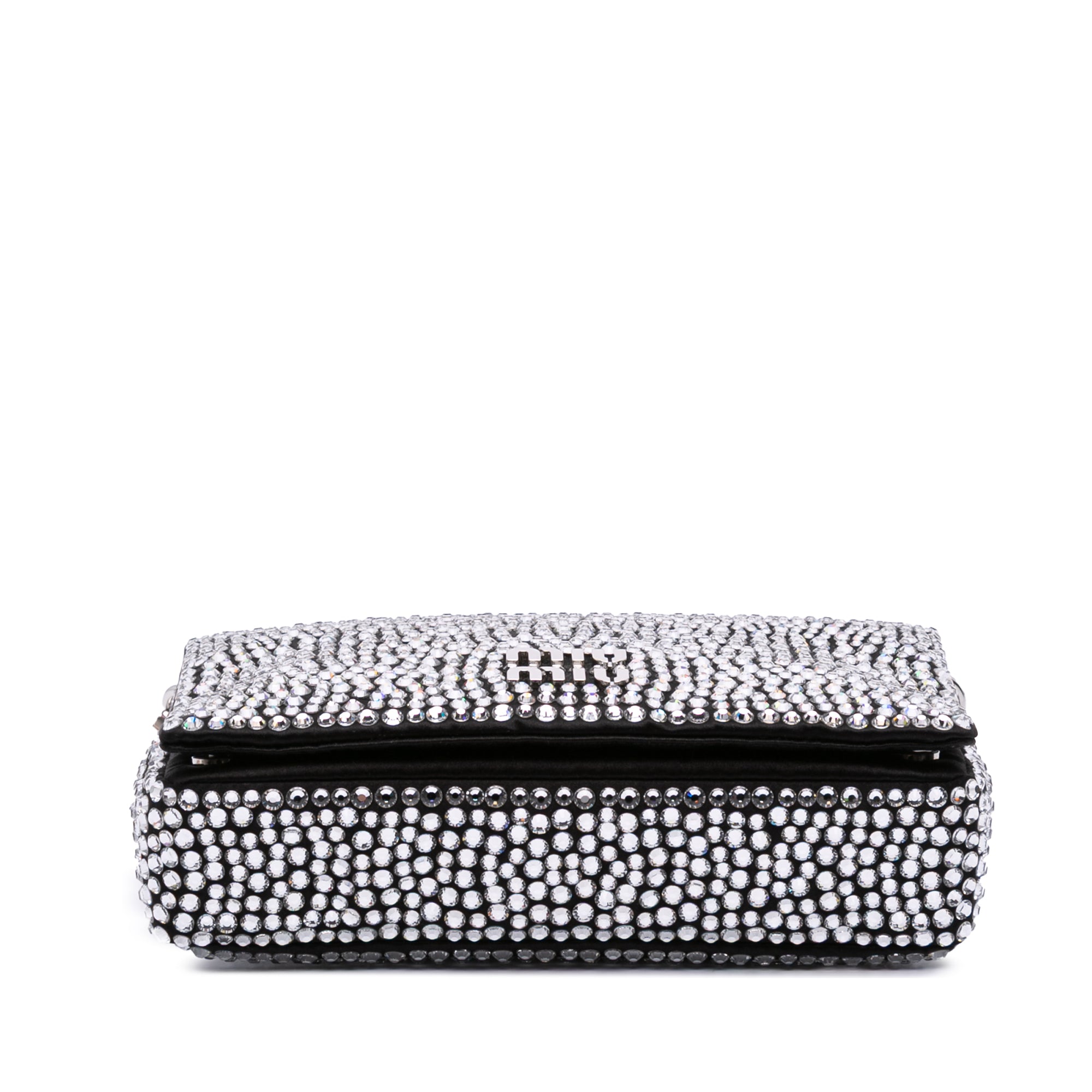 Mini Crystal Embellished Satin Chain Crossbody