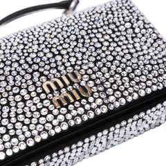 Mini Crystal Embellished Satin Chain Crossbody
