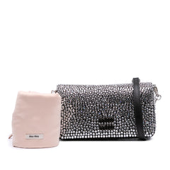 Mini Crystal Embellished Satin Chain Crossbody