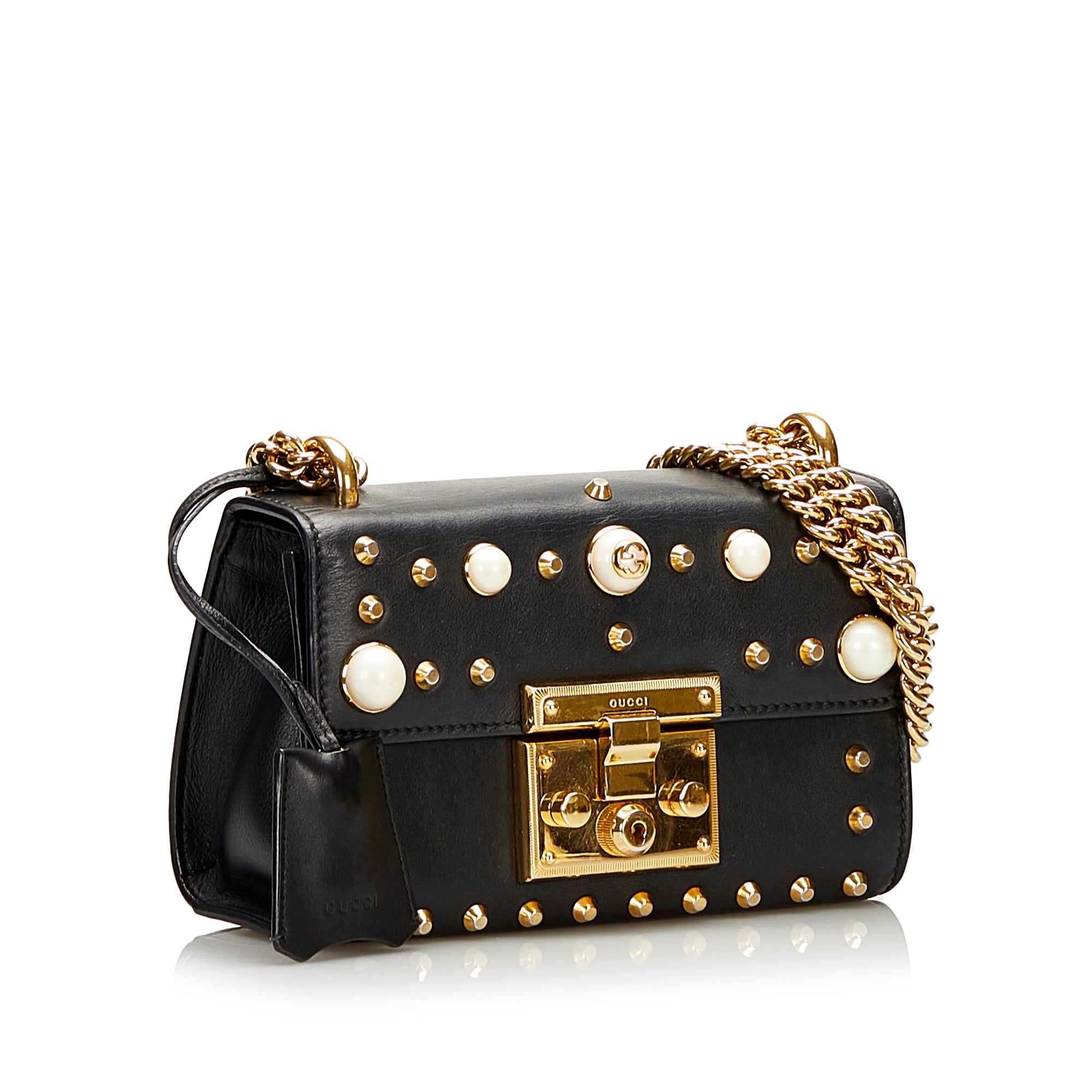 Small Pearl Studded Padlock Crossbody