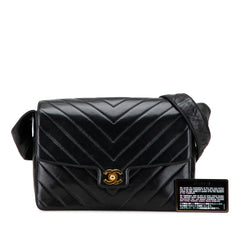 CC Chevron Lambskin Flap