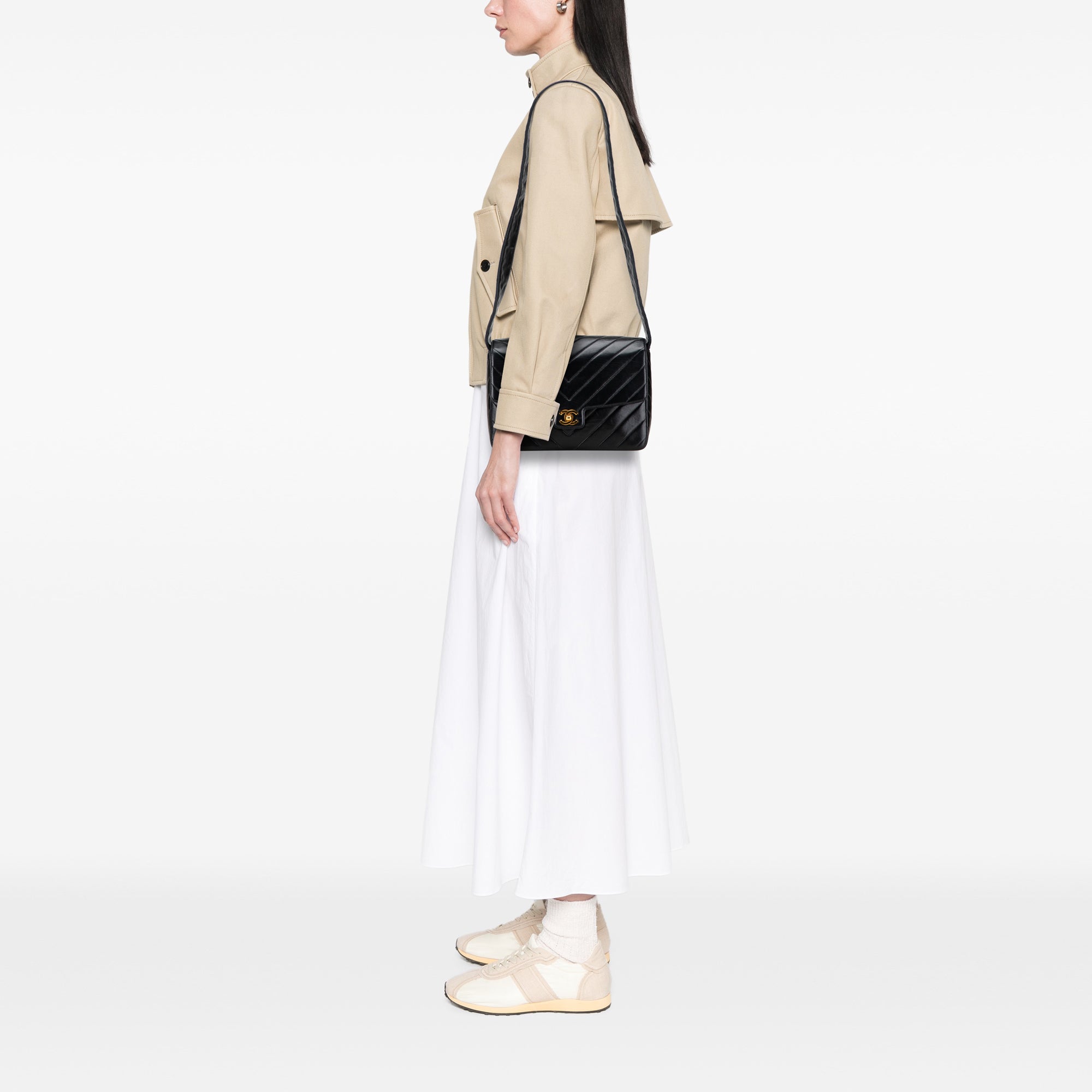 CC Chevron Lambskin Flap