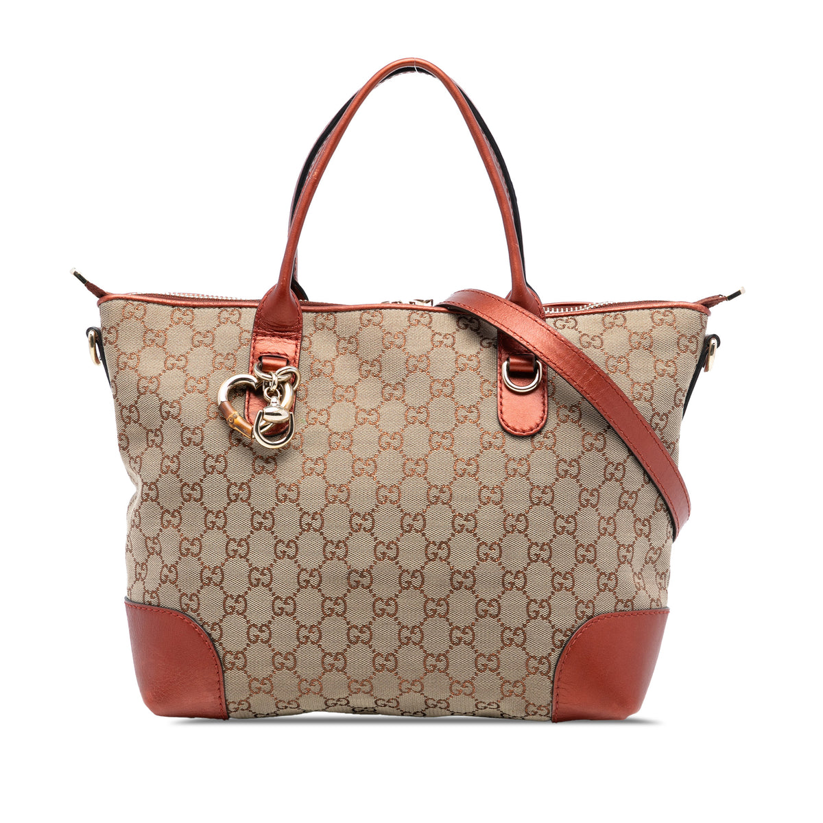 GG Canvas Heart Bit Satchel