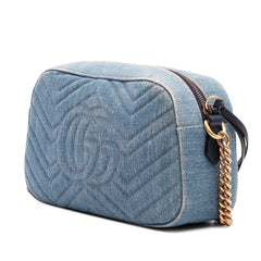 Small GG Marmont Embroidered Matelasse Denim Crossbody