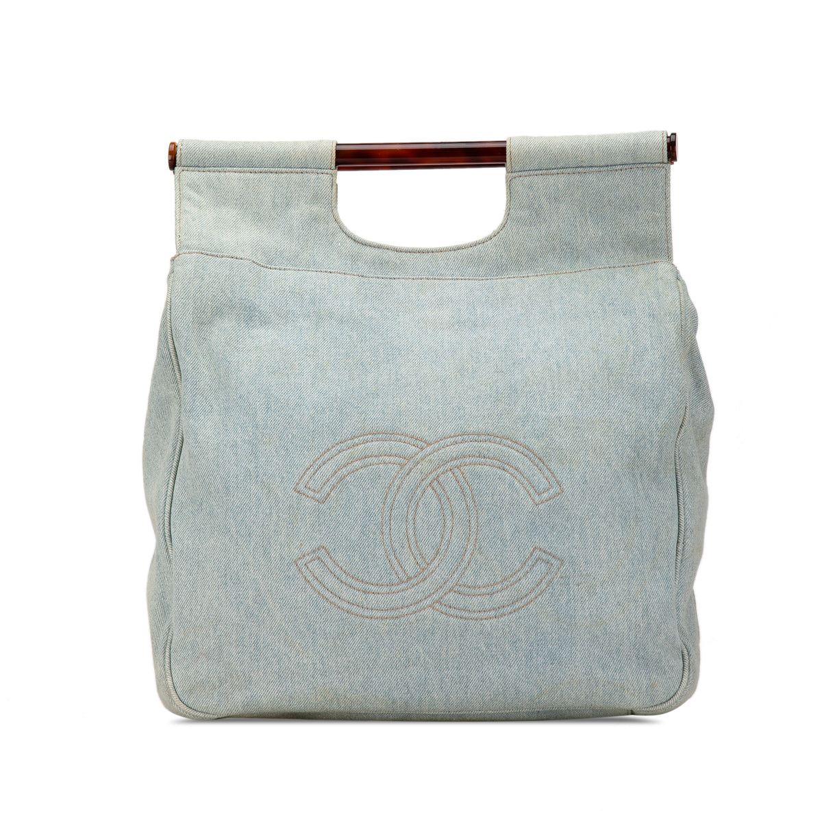 CC Denim Tortoise Handle Tote