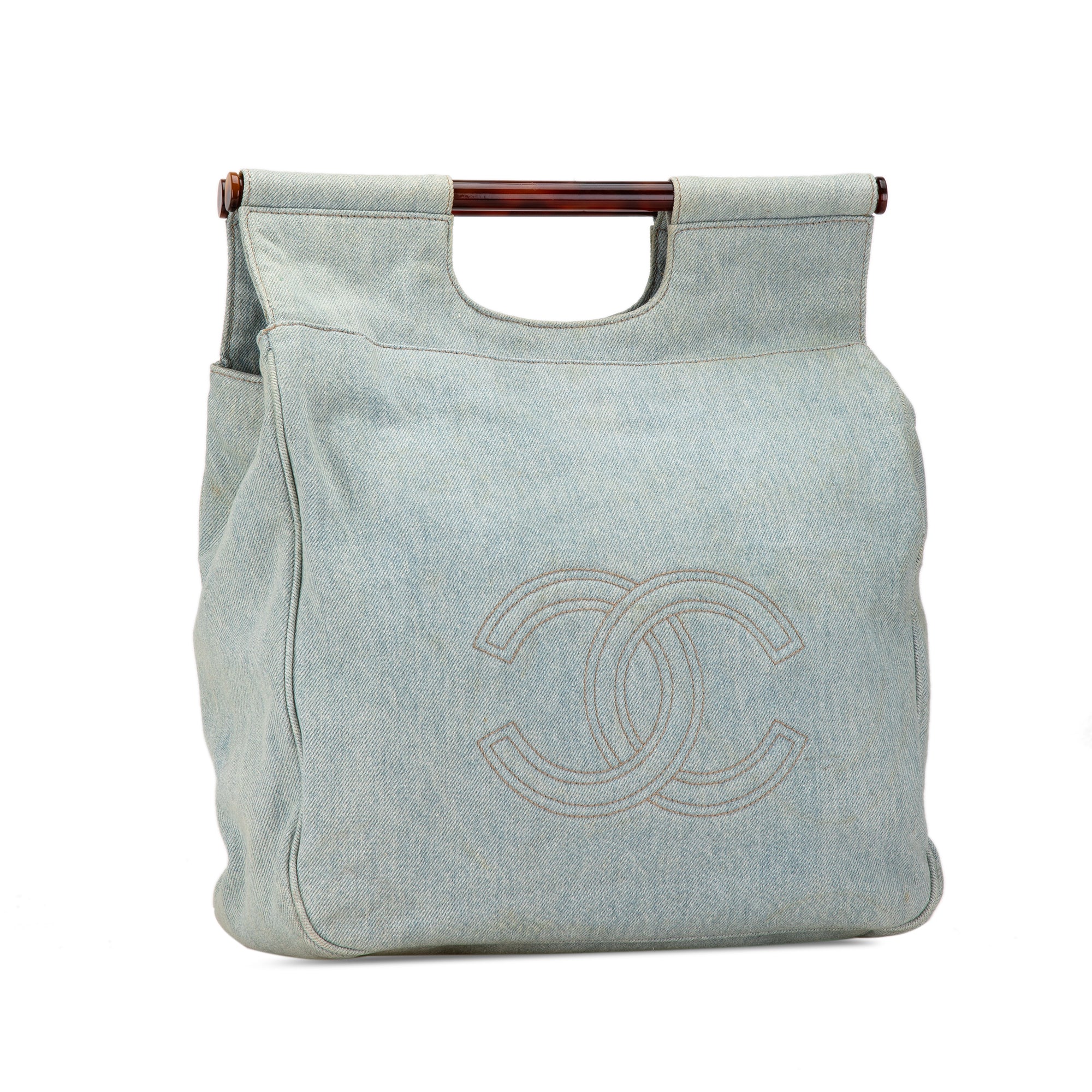 CC Denim Tortoise Handle Tote