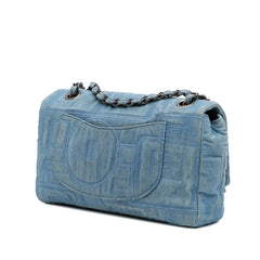 Medium Embroidered Denim Perfume Bottle Single Flap