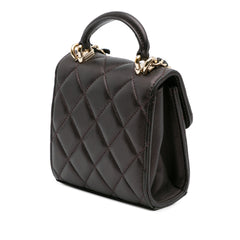CC Quilted Iridescent Lambskin Top Handle Flap Clutch With Chain