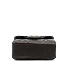 CC Quilted Iridescent Lambskin Top Handle Flap Clutch With Chain
