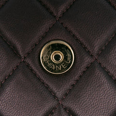 CC Quilted Iridescent Lambskin Top Handle Flap Clutch With Chain