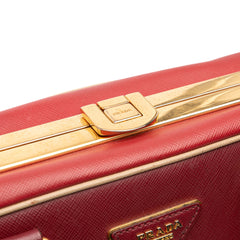 Saffiano Lux Pyramid Frame Top Handle Bag