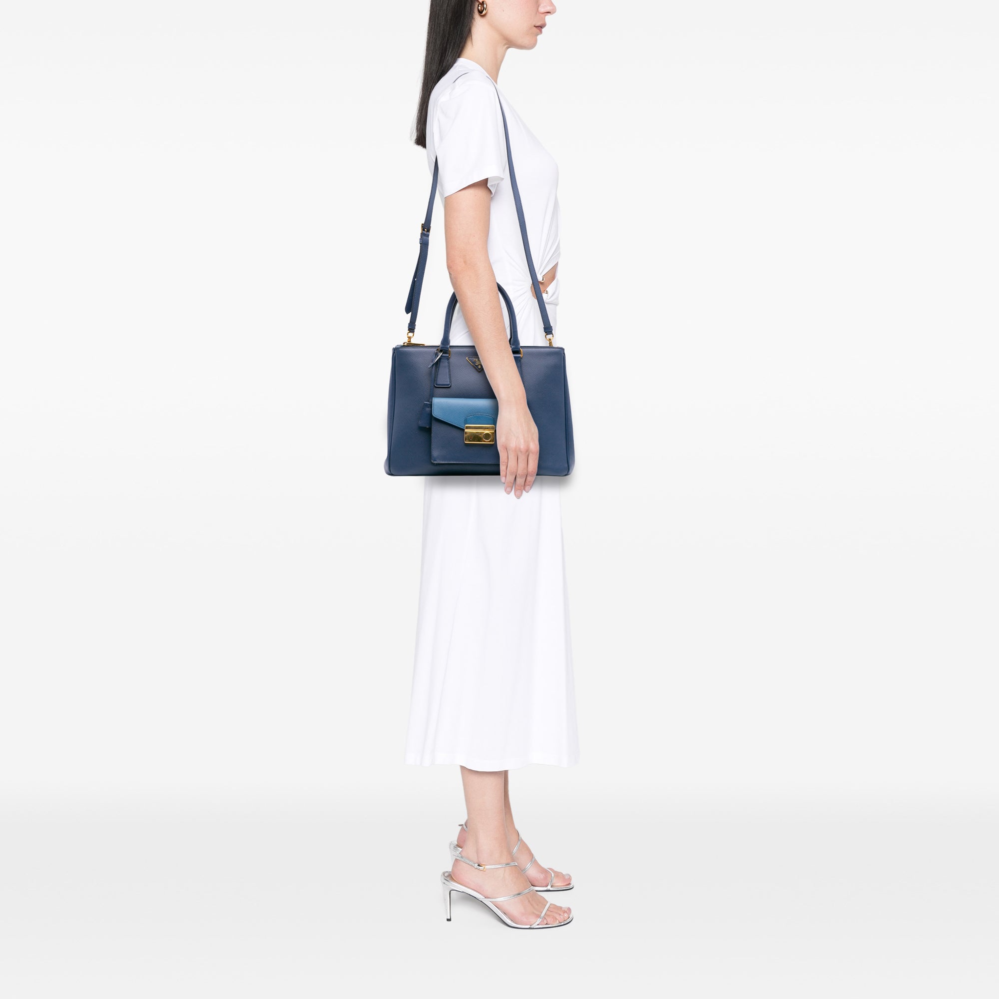 Saffiano Lux Galleria Double Zip Front Pocket Satchel