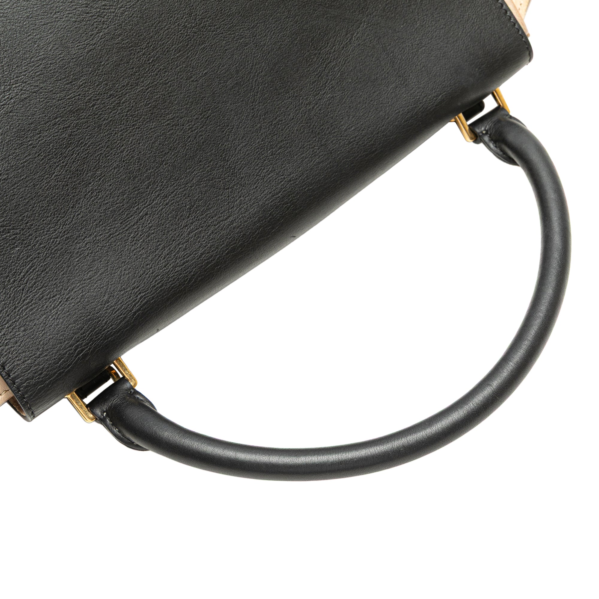 Medium Bicolor Calfskin and Suede Trapeze Satchel