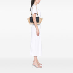 Medium Bicolor Calfskin and Suede Trapeze Satchel