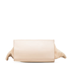 Medium Bicolor Calfskin and Suede Trapeze Satchel