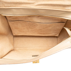 Medium Bicolor Calfskin and Suede Trapeze Satchel