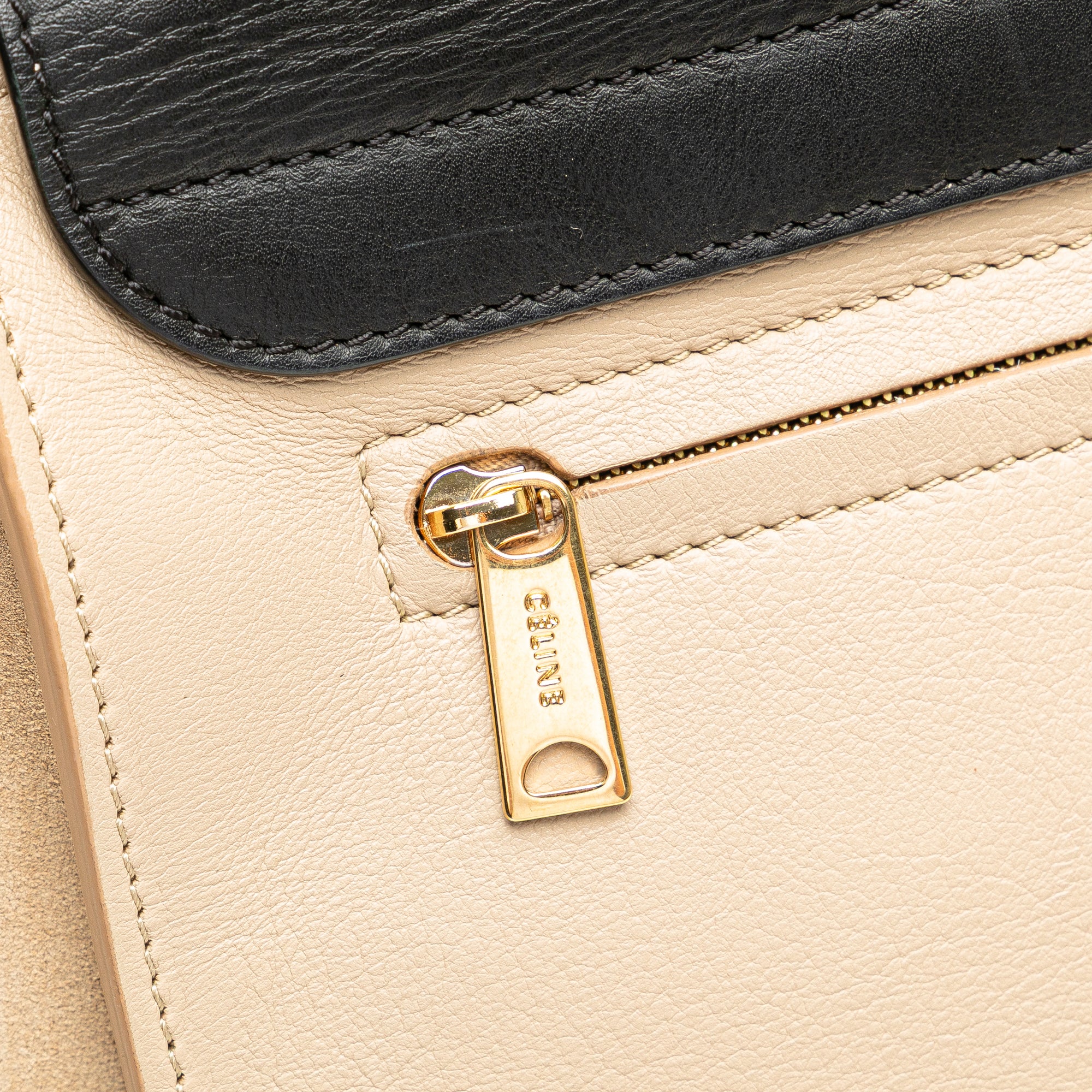 Medium Bicolor Calfskin and Suede Trapeze Satchel