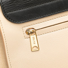 Medium Bicolor Calfskin and Suede Trapeze Satchel