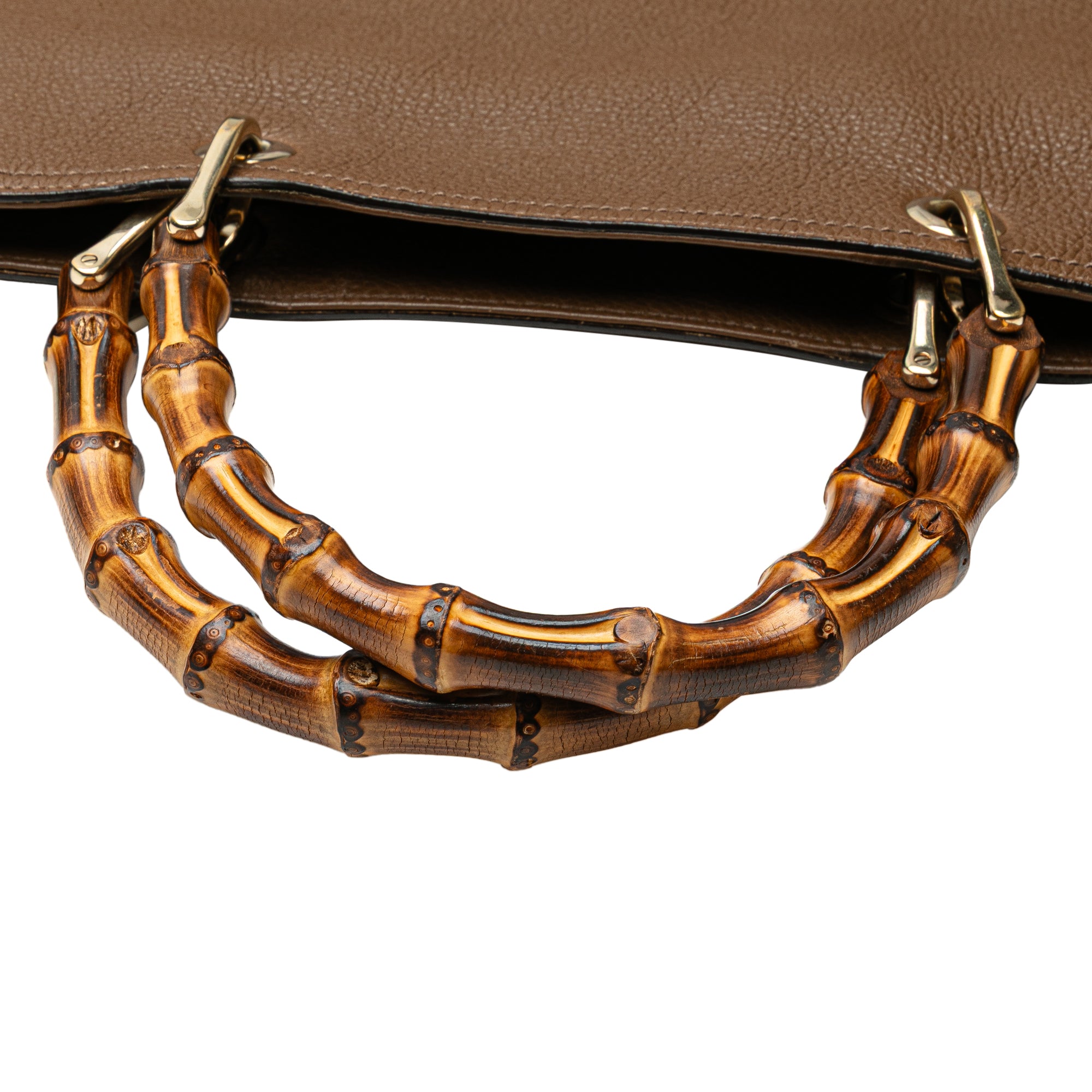 Large Calfskin Bamboo Shopper Satchel