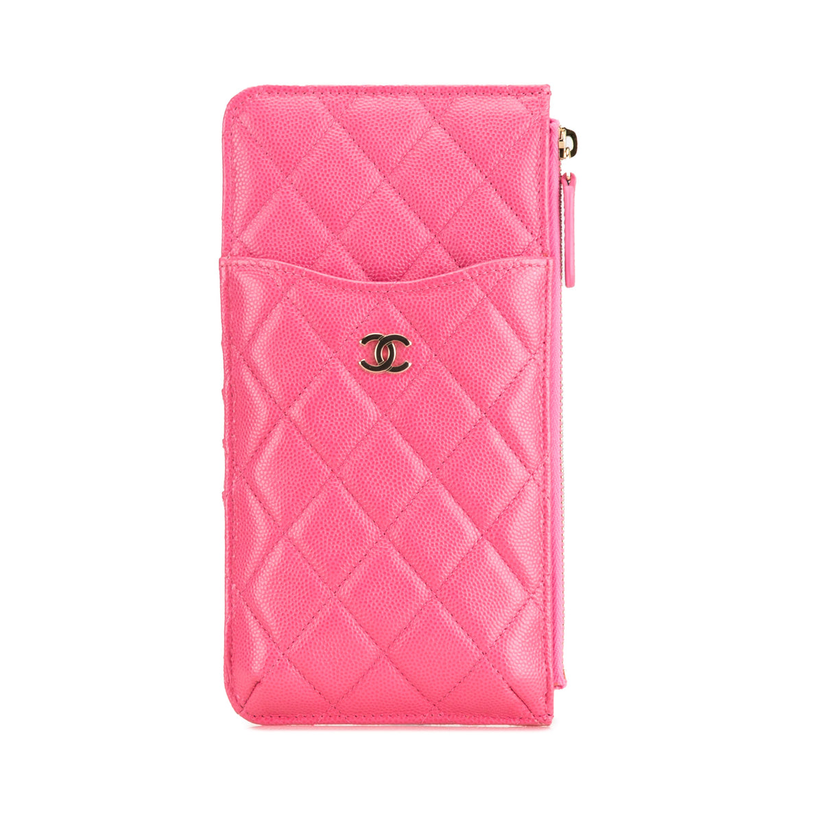 CC Quilted Caviar Flat Phone Case Wallet Pouch