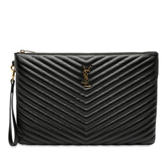 Quilted Chevron Leather Monogram Document Holder