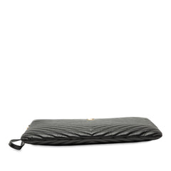 Quilted Chevron Leather Monogram Document Holder