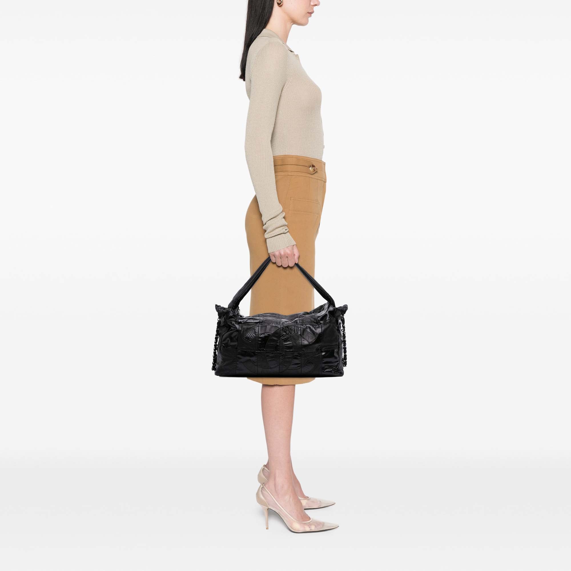 Lambskin and Patent Brooklyn Patchwork Hobo Bag