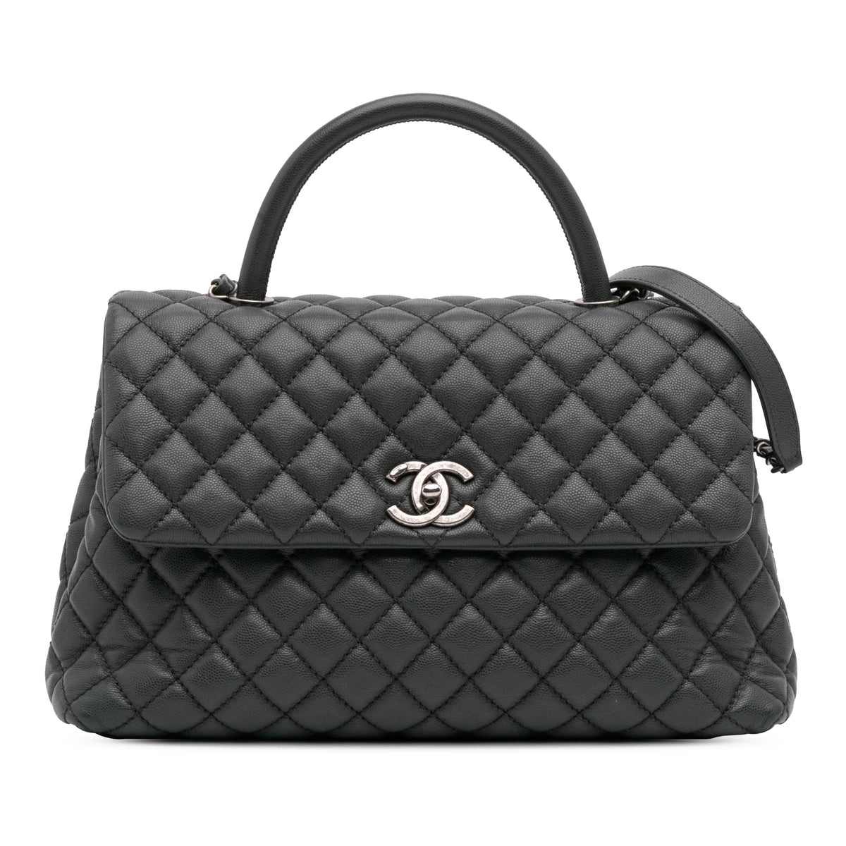 Large Quilted Caviar Coco Top Handle Bag