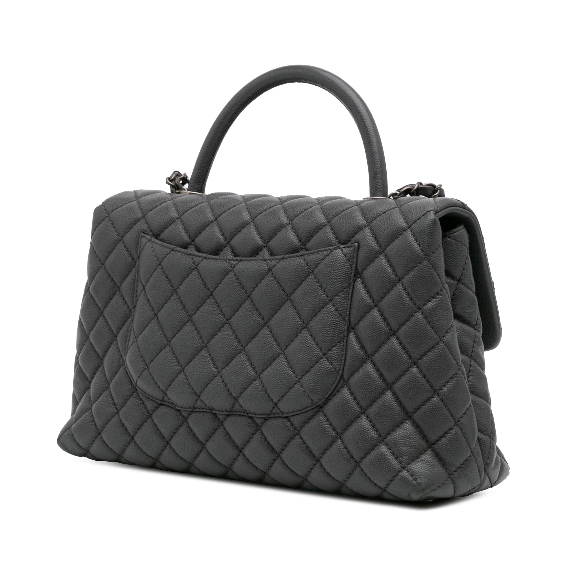 Large Quilted Caviar Coco Top Handle Bag