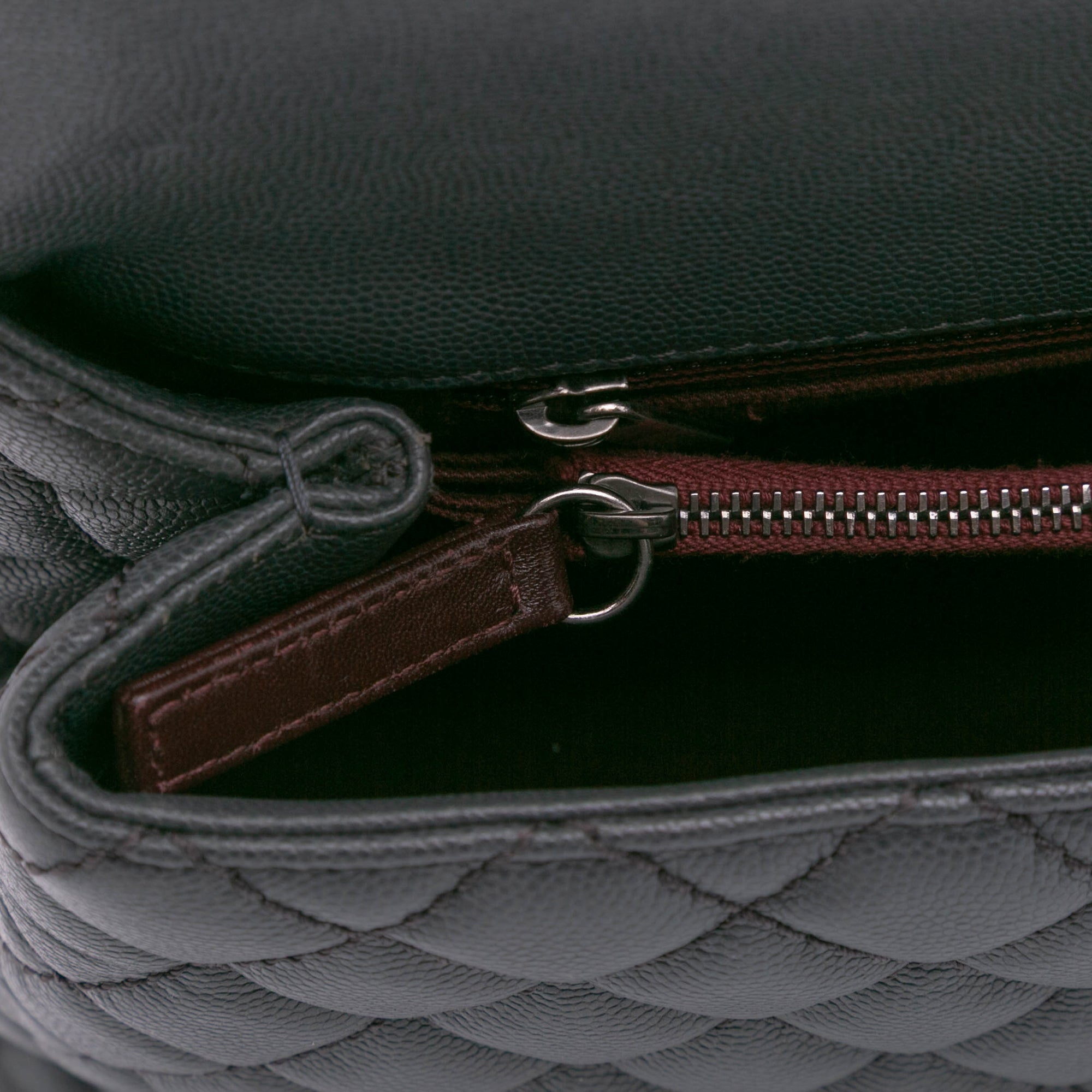 Large Quilted Caviar Coco Top Handle Bag