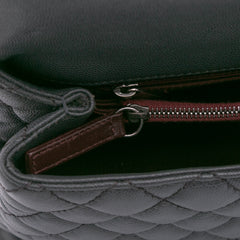 Large Quilted Caviar Coco Top Handle Bag