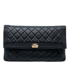Quilted Lambskin Boy Foldover Clutch