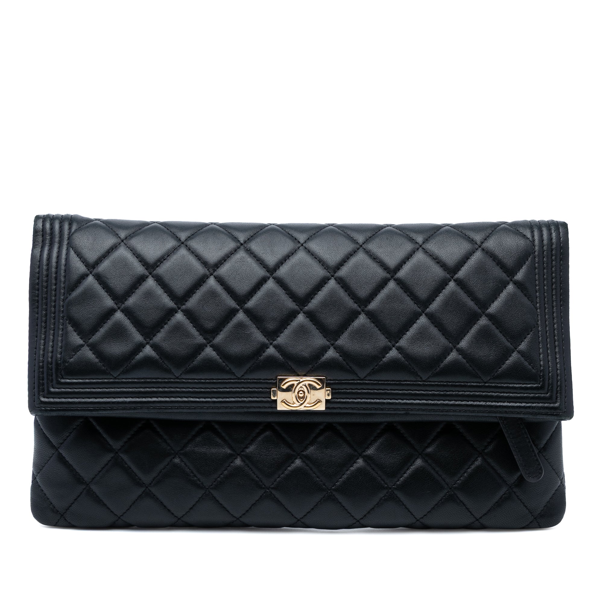 Quilted Lambskin Boy Foldover Clutch