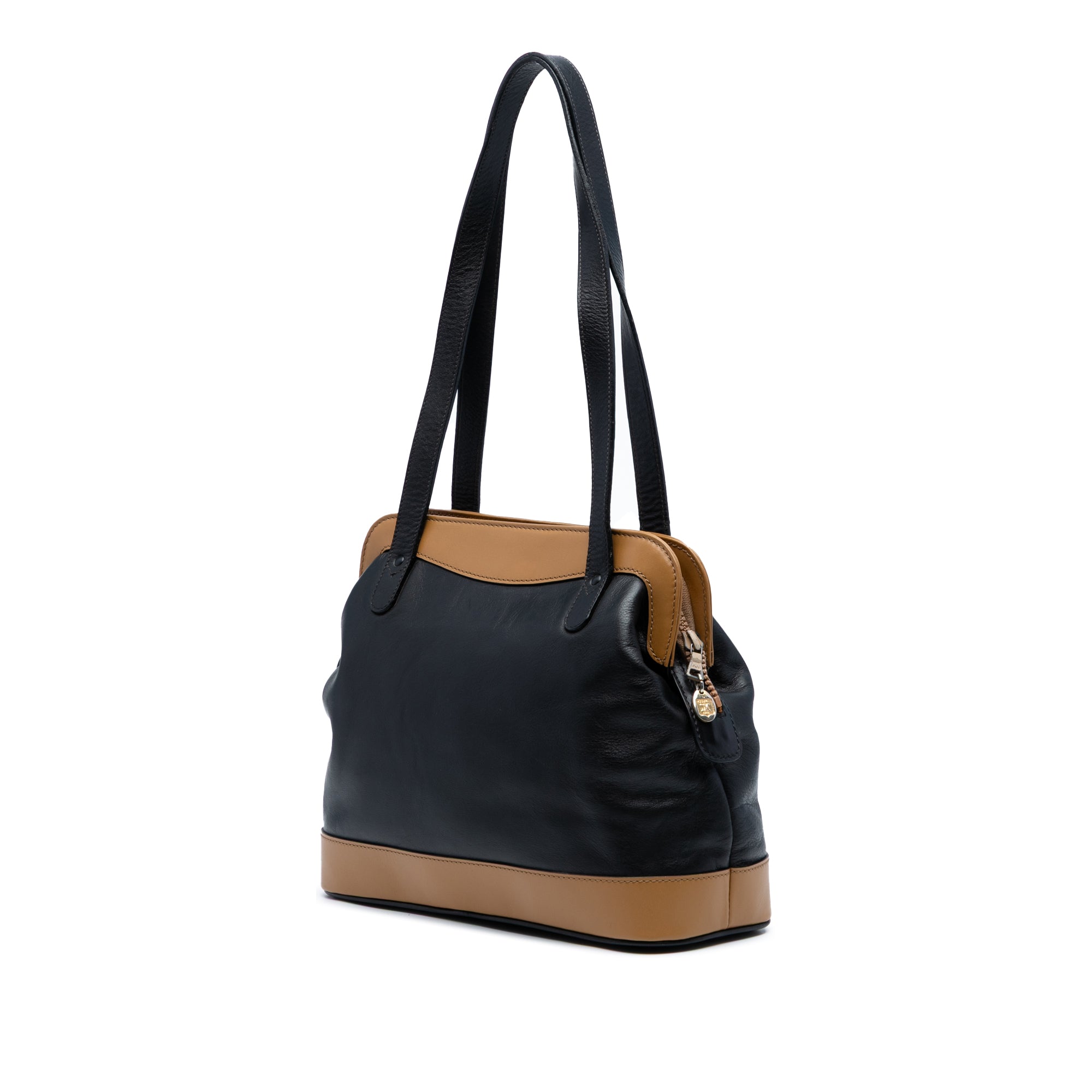 Bicolor Leather Shoulder Bag