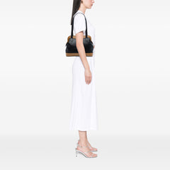 Bicolor Leather Shoulder Bag