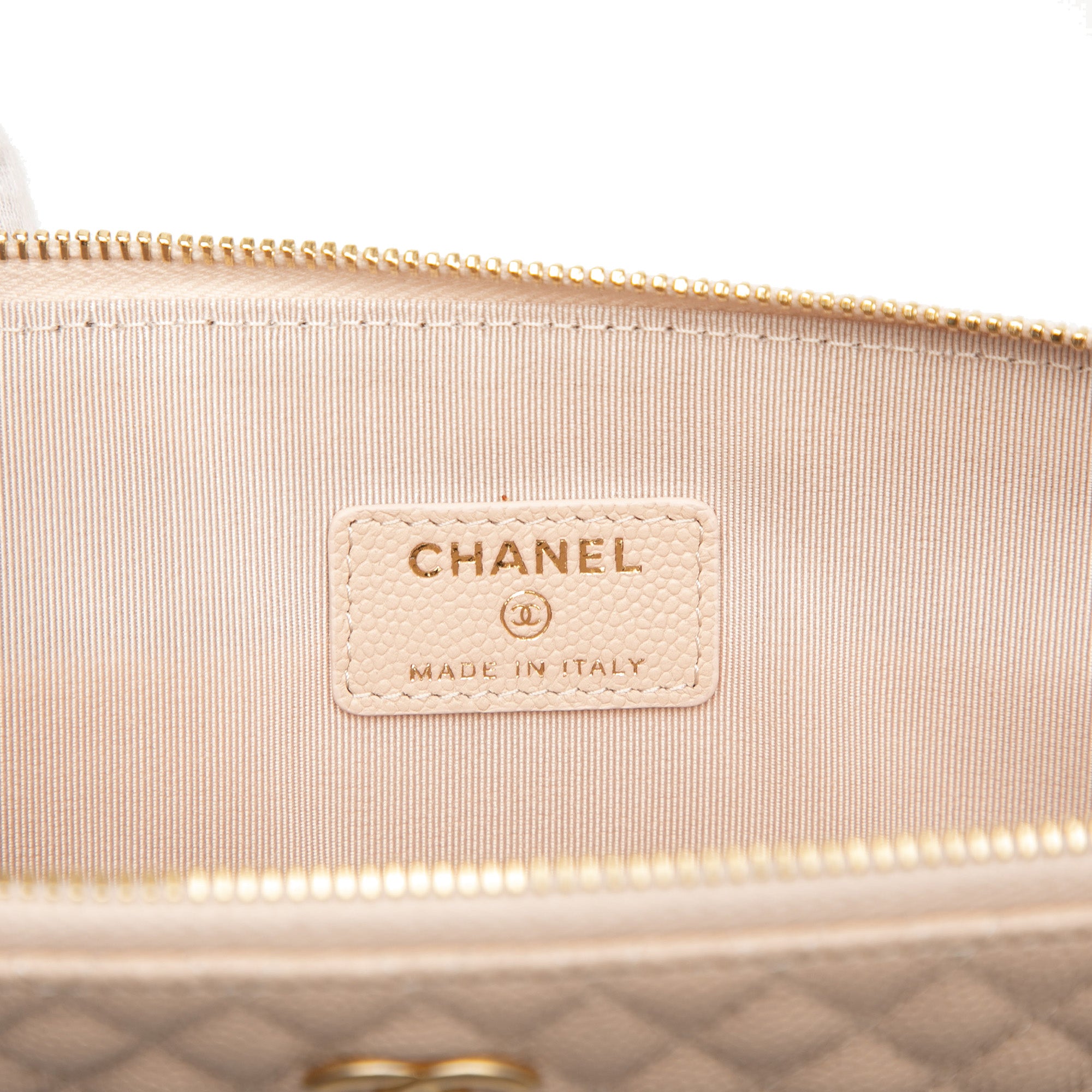 Large Quilted Caviar Chevron O Case Zip Pouch