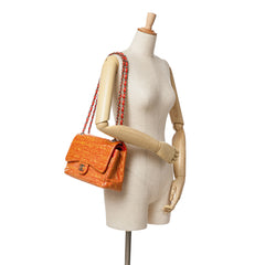 Jumbo Classic Patent Stiped Double Flap