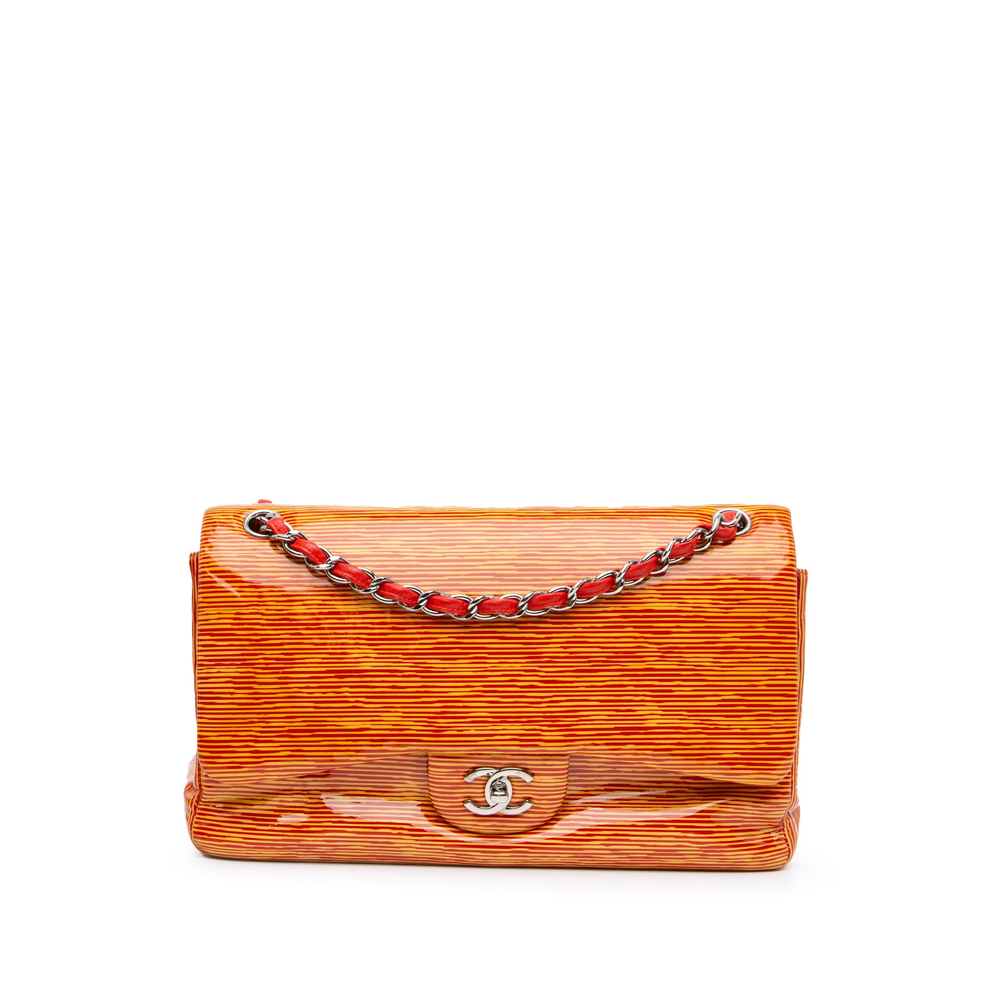 Jumbo Classic Patent Stiped Double Flap