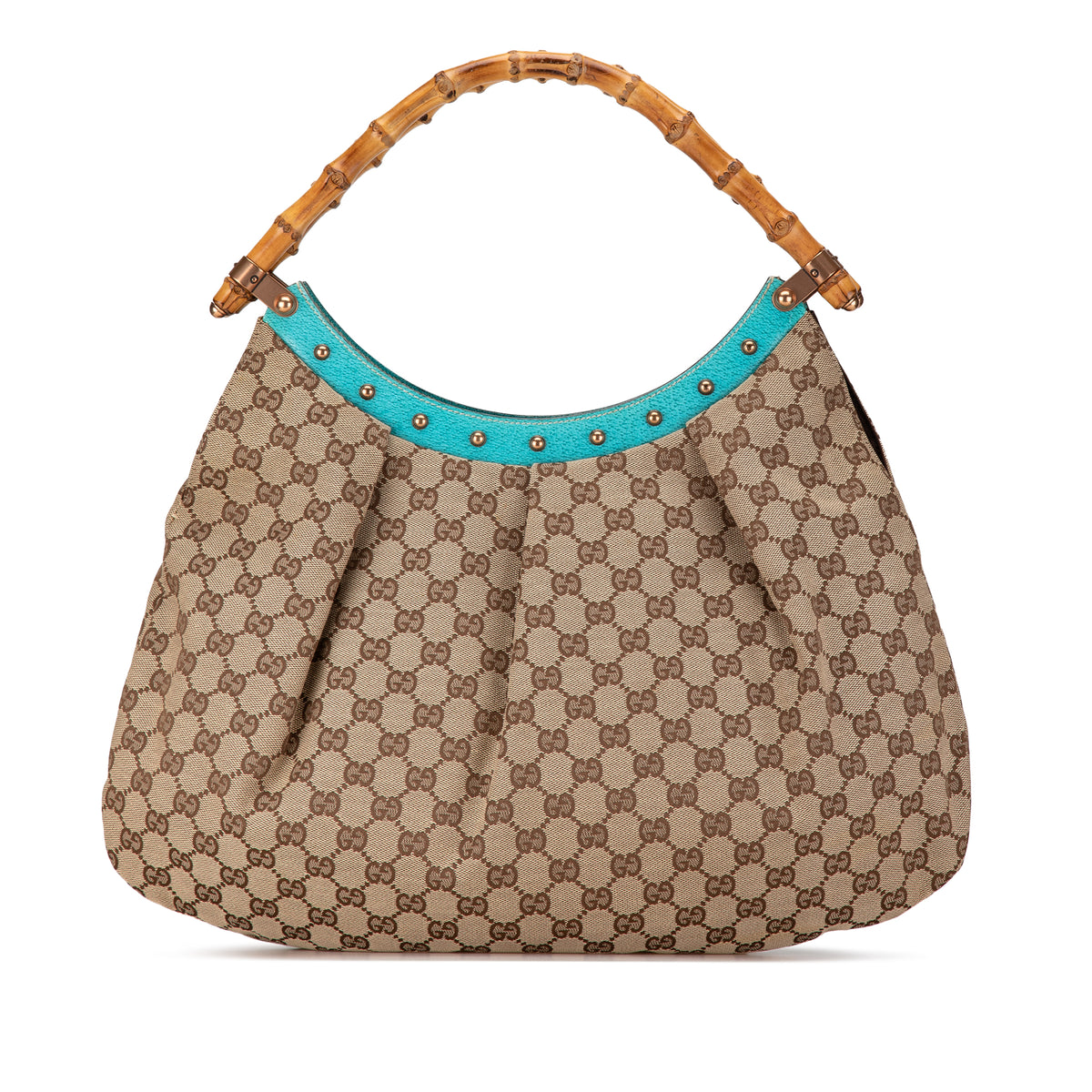 GG Canvas Bamboo Studded Hobo_0