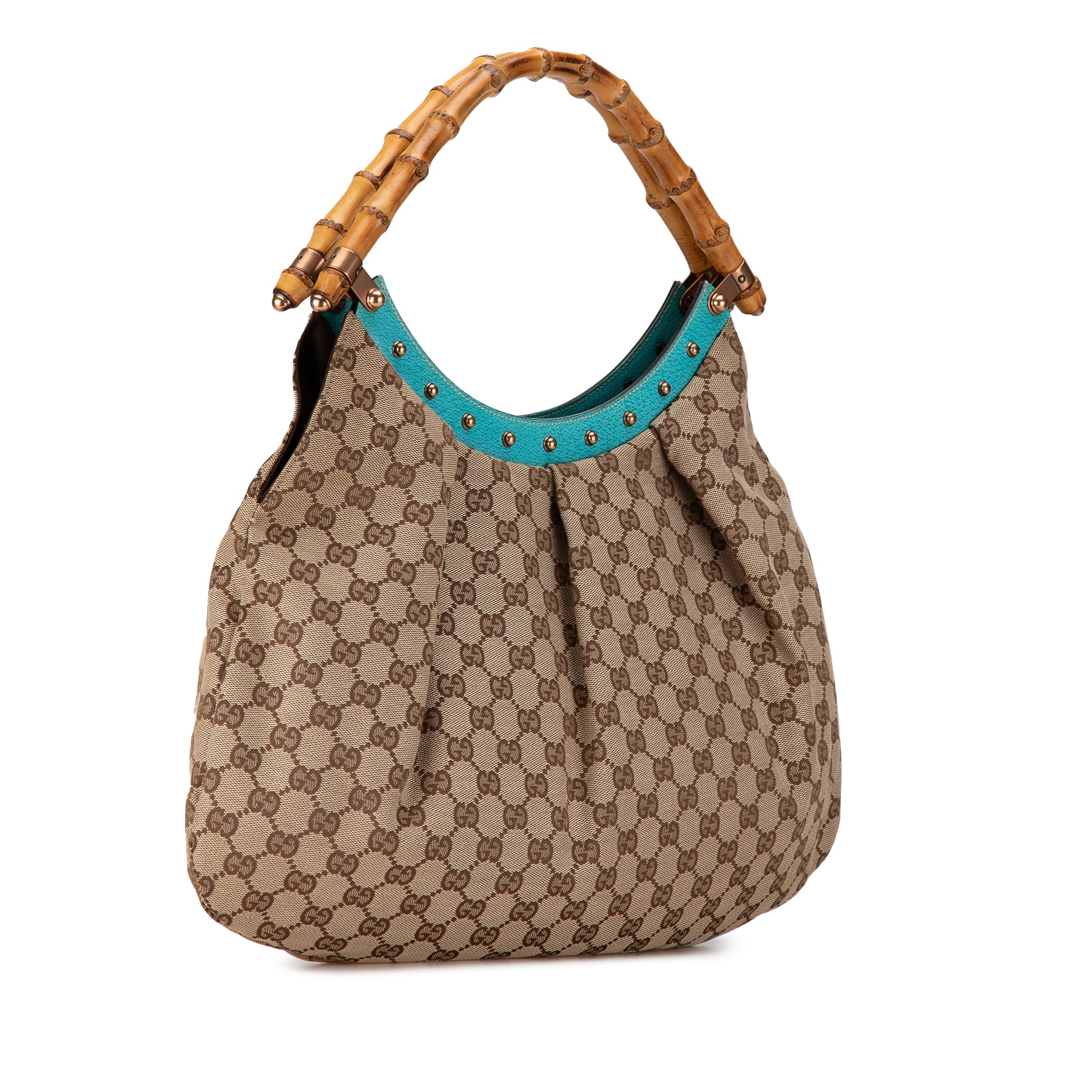 GG Canvas Bamboo Studded Hobo_1