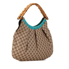 GG Canvas Bamboo Studded Hobo