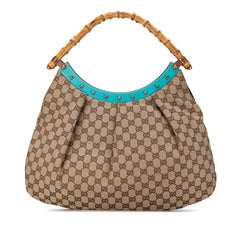 GG Canvas Bamboo Studded Hobo