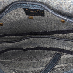 Oblique Embroidered Denim Saddle Bag