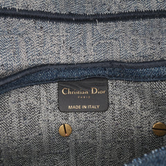 Oblique Embroidered Denim Saddle Bag